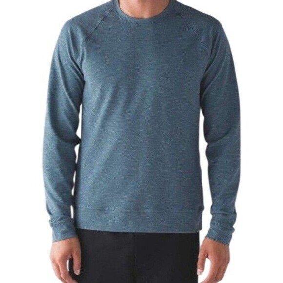 Lululemon Mens L Slitstream Long Sleeve Crew in Luon Pique Iron Blue Mercury - Picture 1 of 10
